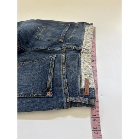 Pilcro Anthropologie Distressed Embroidered Patches Slim Boyfriend Jeans 27 BOHO - Picture 10 of 12
